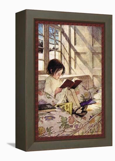 Books in Winter-Jessie Willcox-Smith-Framed Stretched Canvas