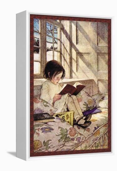 Books in Winter-Jessie Willcox-Smith-Framed Stretched Canvas