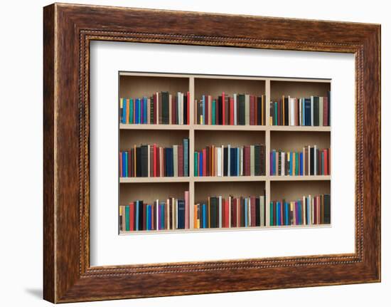 Books on a Wooden Shelfs.-donatas1205-Framed Photographic Print