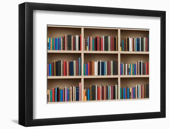 Books on a Wooden Shelfs.-donatas1205-Framed Photographic Print