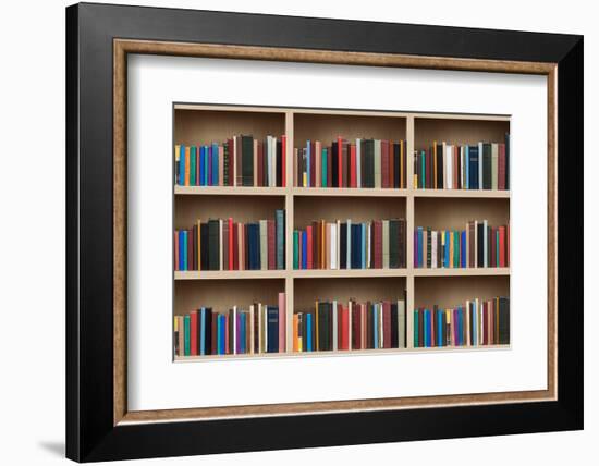 Books on a Wooden Shelfs.-donatas1205-Framed Photographic Print