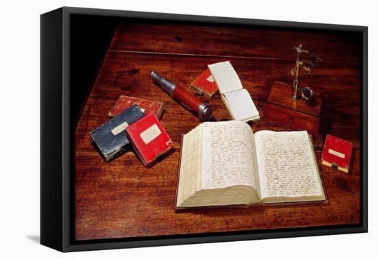 Books on Charles Darwin's Desk-null-Framed Premier Image Canvas