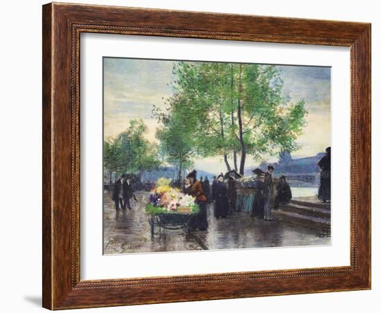 Books Sellers on the Banks of the Seine-Victor Gabriel Gilbert-Framed Giclee Print