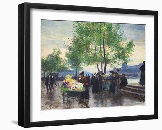 Books Sellers on the Banks of the Seine-Victor Gabriel Gilbert-Framed Giclee Print