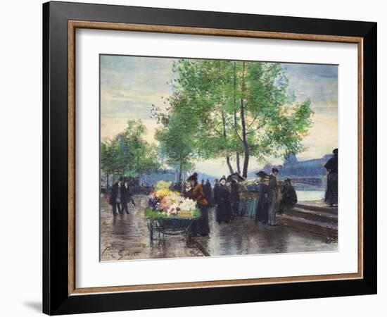 Books Sellers on the Banks of the Seine-Victor Gabriel Gilbert-Framed Giclee Print