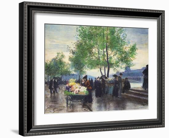 Books Sellers on the Banks of the Seine-Victor Gabriel Gilbert-Framed Giclee Print