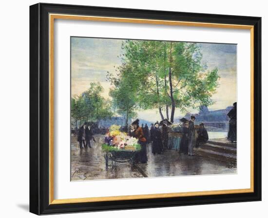 Books Sellers on the Banks of the Seine-Victor Gabriel Gilbert-Framed Giclee Print