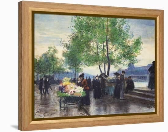 Books Sellers on the Banks of the Seine-Victor Gabriel Gilbert-Framed Premier Image Canvas