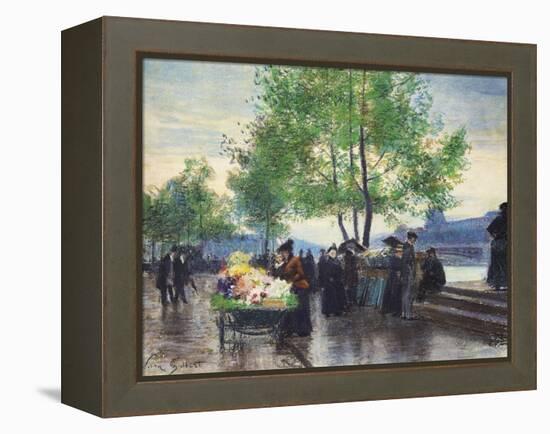 Books Sellers on the Banks of the Seine-Victor Gabriel Gilbert-Framed Premier Image Canvas