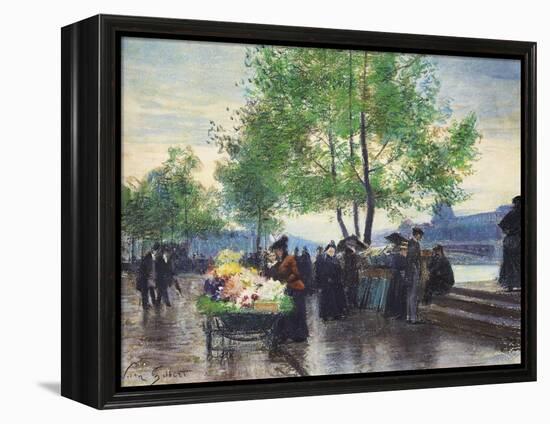 Books Sellers on the Banks of the Seine-Victor Gabriel Gilbert-Framed Premier Image Canvas