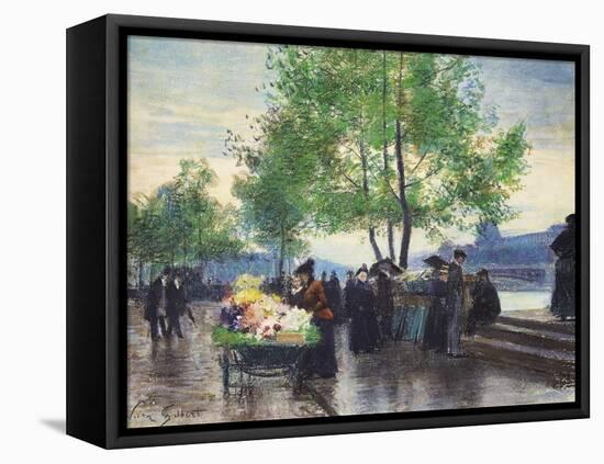 Books Sellers on the Banks of the Seine-Victor Gabriel Gilbert-Framed Premier Image Canvas