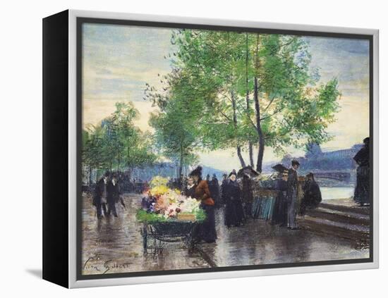 Books Sellers on the Banks of the Seine-Victor Gabriel Gilbert-Framed Premier Image Canvas