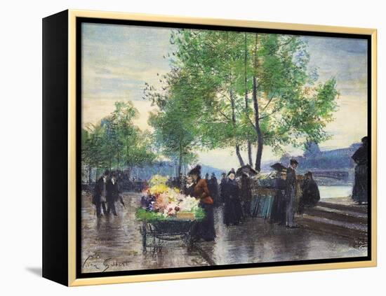 Books Sellers on the Banks of the Seine-Victor Gabriel Gilbert-Framed Premier Image Canvas