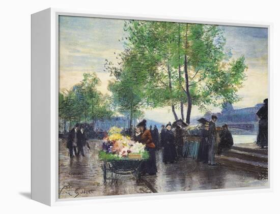 Books Sellers on the Banks of the Seine-Victor Gabriel Gilbert-Framed Premier Image Canvas