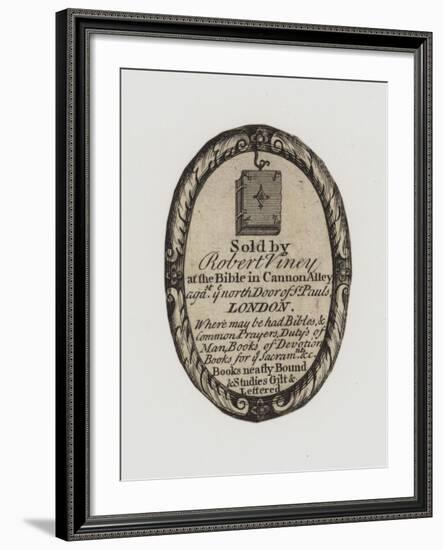 Booksellers, Robert Viney, Trade Card and Label-null-Framed Giclee Print