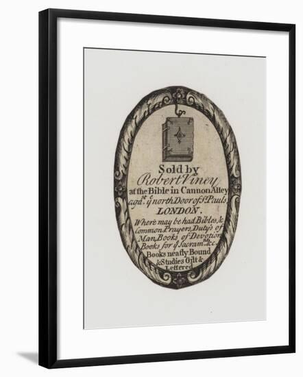 Booksellers, Robert Viney, Trade Card and Label-null-Framed Giclee Print