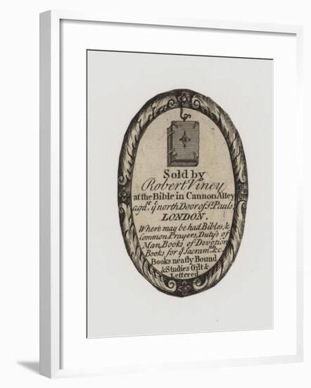 Booksellers, Robert Viney, Trade Card and Label-null-Framed Giclee Print