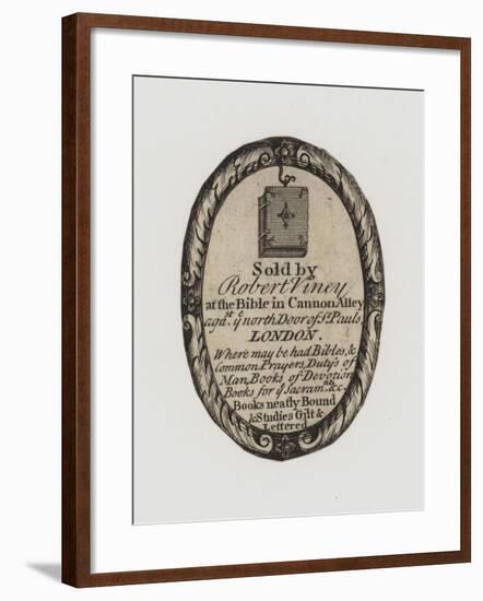Booksellers, Robert Viney, Trade Card and Label-null-Framed Giclee Print