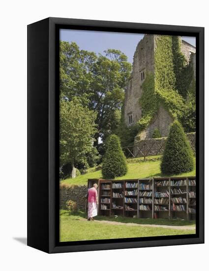 Bookstall in Grounds of Hay on Wye Castle, Powys, Mid-Wales, Wales, United Kingdom-David Hughes-Framed Premier Image Canvas