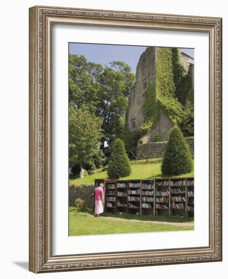 Bookstall in Grounds of Hay on Wye Castle, Powys, Mid-Wales, Wales, United Kingdom-David Hughes-Framed Photographic Print