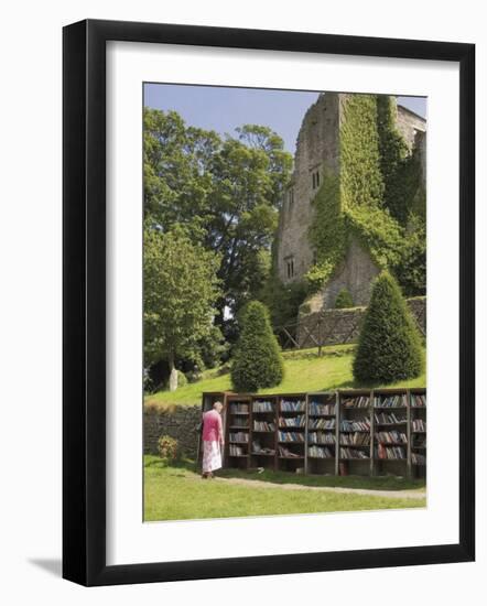 Bookstall in Grounds of Hay on Wye Castle, Powys, Mid-Wales, Wales, United Kingdom-David Hughes-Framed Photographic Print