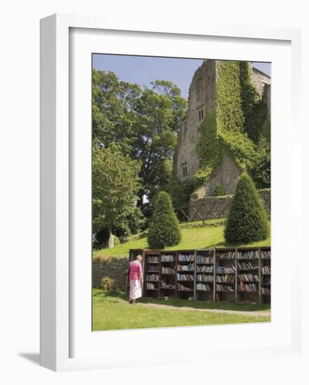 Bookstall in Grounds of Hay on Wye Castle, Powys, Mid-Wales, Wales, United Kingdom-David Hughes-Framed Photographic Print