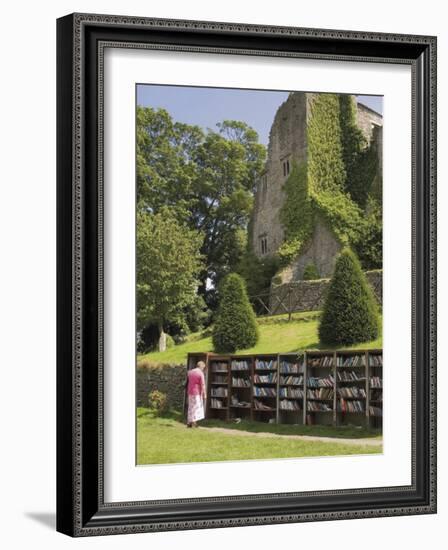 Bookstall in Grounds of Hay on Wye Castle, Powys, Mid-Wales, Wales, United Kingdom-David Hughes-Framed Photographic Print