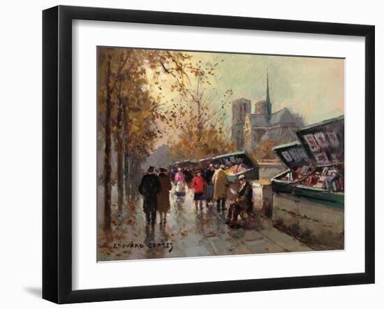 Bookstalls at Notre Dame-Edouard Cortes-Framed Premium Giclee Print