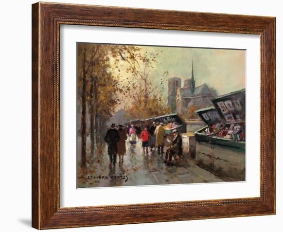 Bookstalls at Notre Dame-Edouard Cortes-Framed Premium Giclee Print