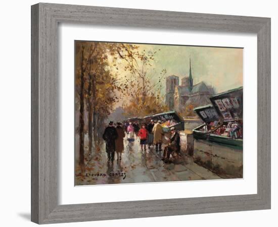 Bookstalls at Notre Dame-Edouard Cortes-Framed Premium Giclee Print