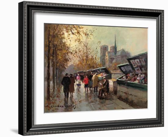 Bookstalls at Notre Dame-Edouard Cortes-Framed Premium Giclee Print