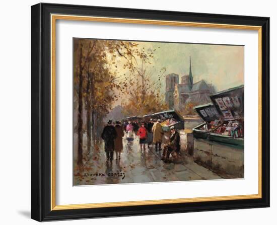 Bookstalls at Notre Dame-Edouard Cortes-Framed Premium Giclee Print