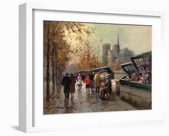 Bookstalls at Notre Dame-Edouard Cortes-Framed Premium Giclee Print