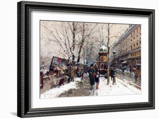 Bookstalls in Winter, Paris-Eugene Galien-Laloue-Framed Giclee Print