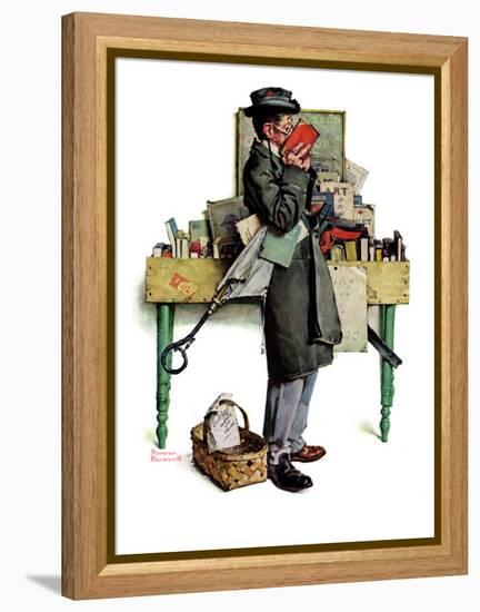 "Bookworm", August 14,1926-Norman Rockwell-Framed Premier Image Canvas