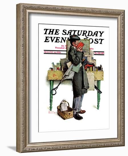 "Bookworm" Saturday Evening Post Cover, August 14,1926-Norman Rockwell-Framed Giclee Print