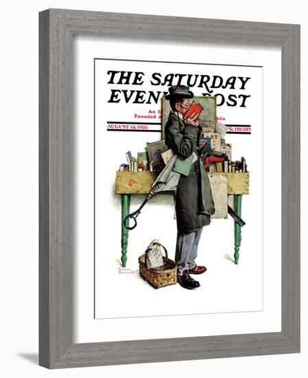 "Bookworm" Saturday Evening Post Cover, August 14,1926-Norman Rockwell-Framed Giclee Print