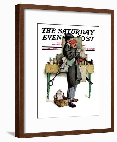 "Bookworm" Saturday Evening Post Cover, August 14,1926-Norman Rockwell-Framed Giclee Print