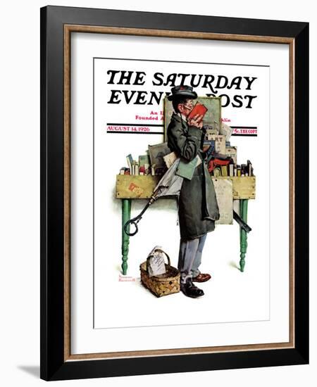 "Bookworm" Saturday Evening Post Cover, August 14,1926-Norman Rockwell-Framed Giclee Print