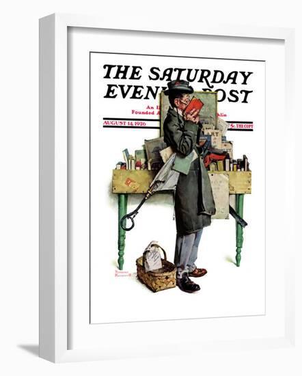 "Bookworm" Saturday Evening Post Cover, August 14,1926-Norman Rockwell-Framed Giclee Print