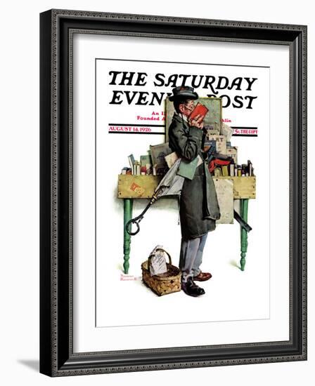 "Bookworm" Saturday Evening Post Cover, August 14,1926-Norman Rockwell-Framed Giclee Print