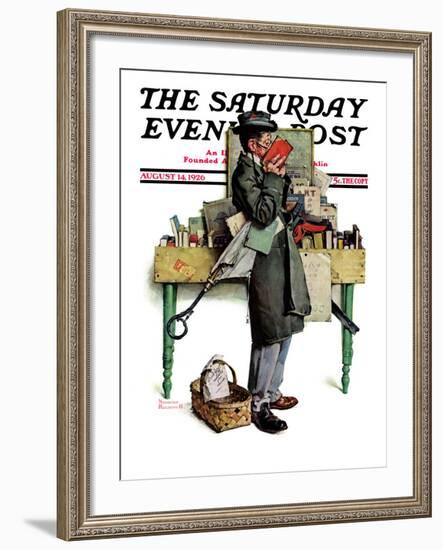 "Bookworm" Saturday Evening Post Cover, August 14,1926-Norman Rockwell-Framed Giclee Print