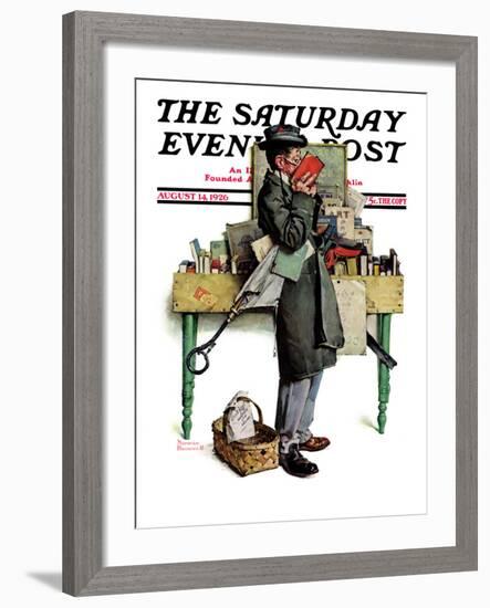 "Bookworm" Saturday Evening Post Cover, August 14,1926-Norman Rockwell-Framed Giclee Print