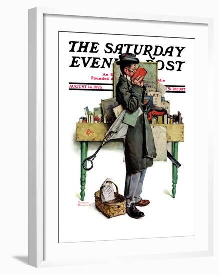 "Bookworm" Saturday Evening Post Cover, August 14,1926-Norman Rockwell-Framed Giclee Print