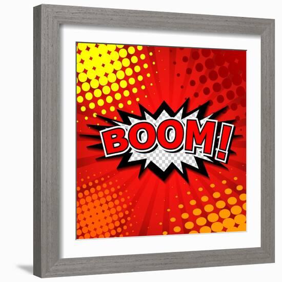 Boom! Comic Speech Bubble, Cartoon-jirawatp-Framed Art Print