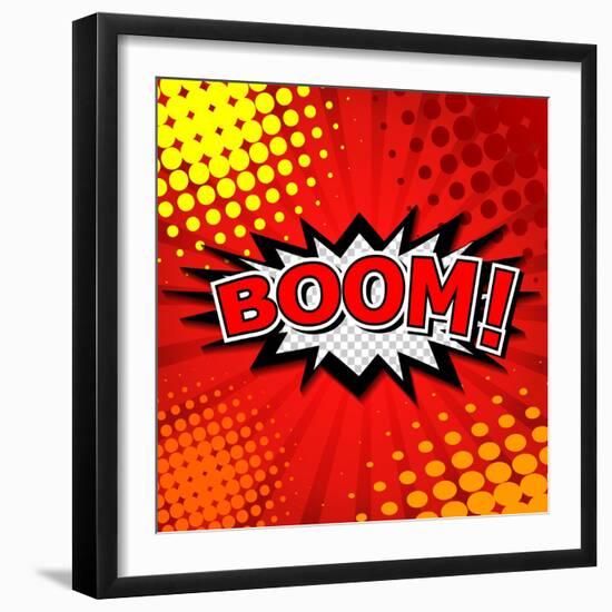 Boom! Comic Speech Bubble, Cartoon-jirawatp-Framed Art Print