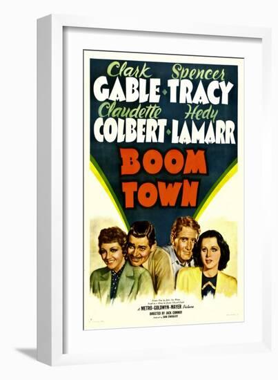 Boom Town, Claudette Colbert, Clark Gable, Spencer Tracy, Hedy Lamrr, 1940-null-Framed Premium Giclee Print
