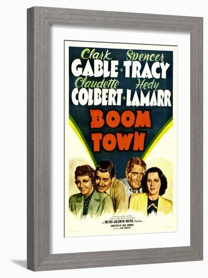 Boom Town, Claudette Colbert, Clark Gable, Spencer Tracy, Hedy Lamrr, 1940-null-Framed Art Print