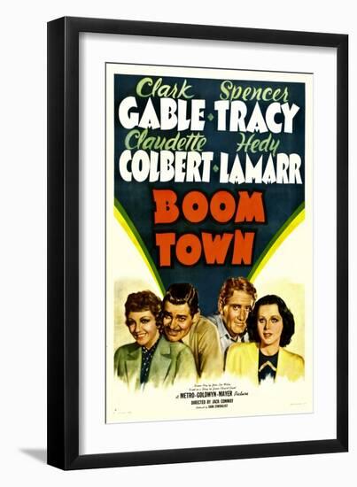 Boom Town, Claudette Colbert, Clark Gable, Spencer Tracy, Hedy Lamrr, 1940-null-Framed Art Print