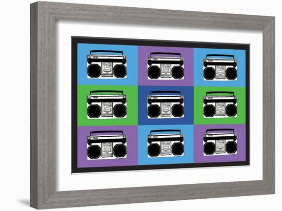 Boombox Stereos 3 Pop Art Print Poster-null-Framed Premium Giclee Print